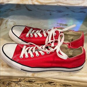 Converse Red Canvas Sneakers with White Accents
